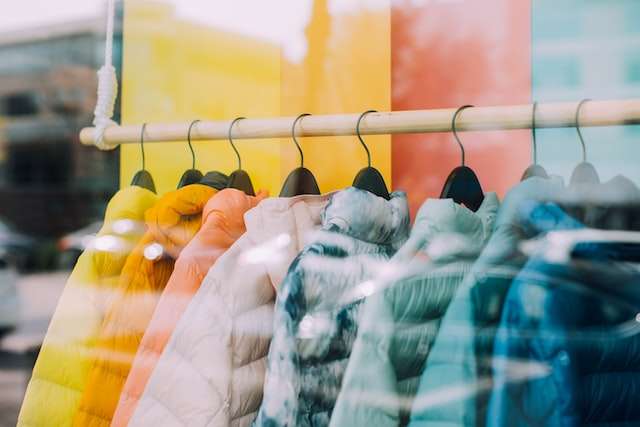 A colorful rack of clothes, indicative of our retail bookkeeping.