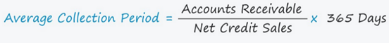 The receivables collection period equals accounts receivable divided by net credit sales times 365 days.