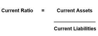 The current ratio is assets divided by liabilities.